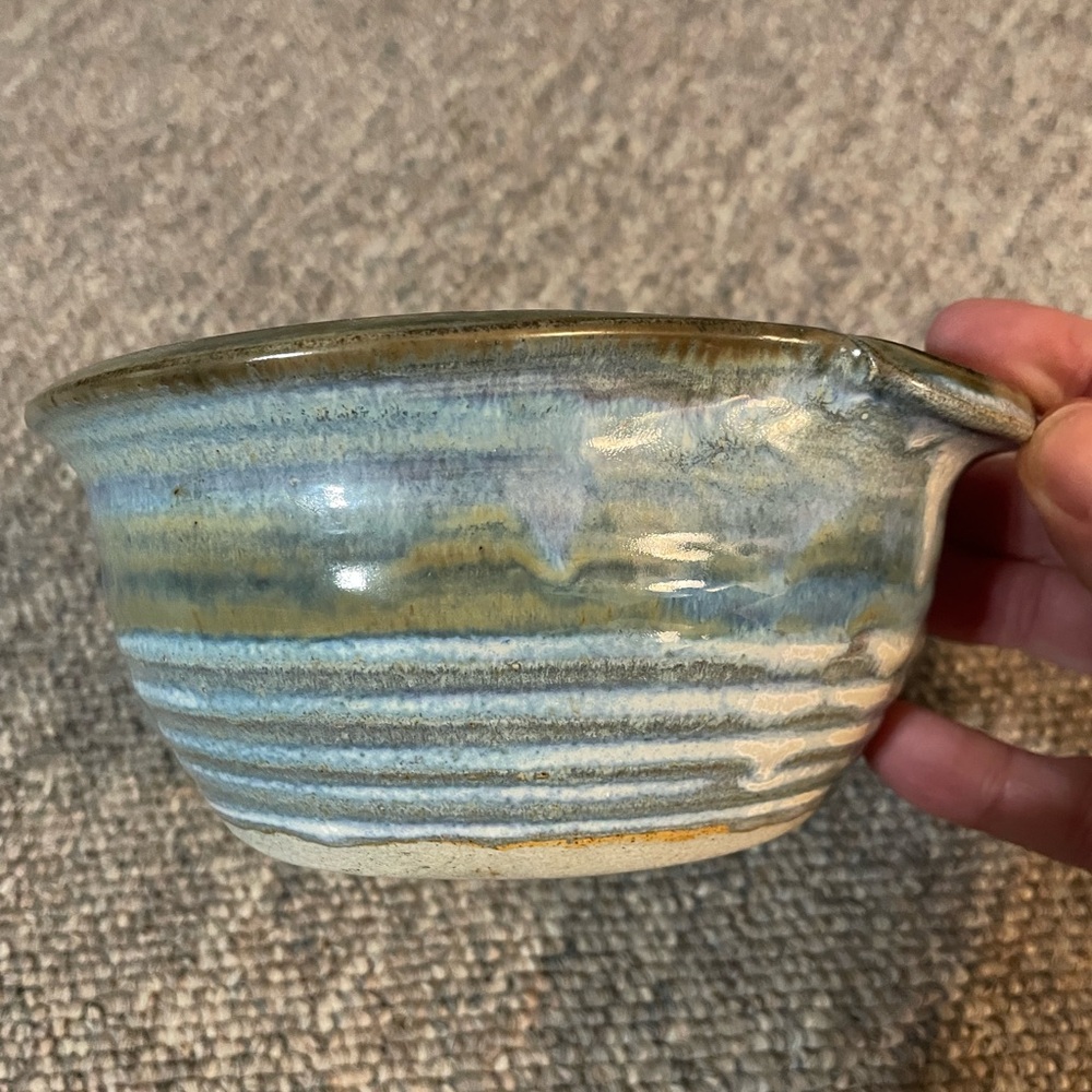 Rob Grimes Handcrafted Ceramic Gravy Boat/Bowl - Blue and Tan